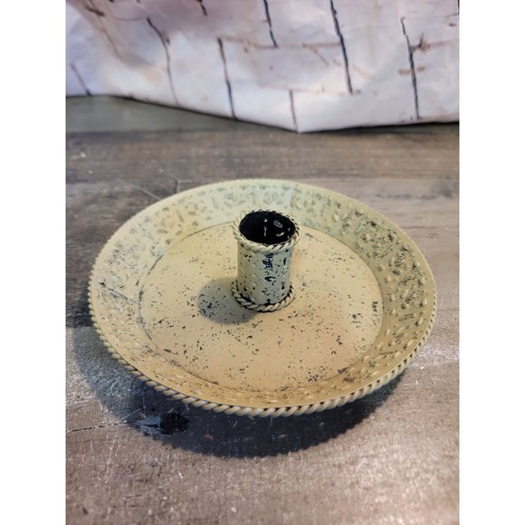 Rustic Green metal candle stick holder Xmas decor - Picture 1 of 3